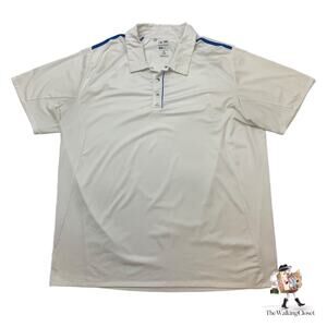 Adidas Golf Shirt Mens 2XL White Puremotion CoolMax Snap Button Collar Athletic